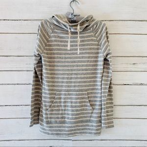 Grey/Cream Stripe Cowl Neck Sweatshirt